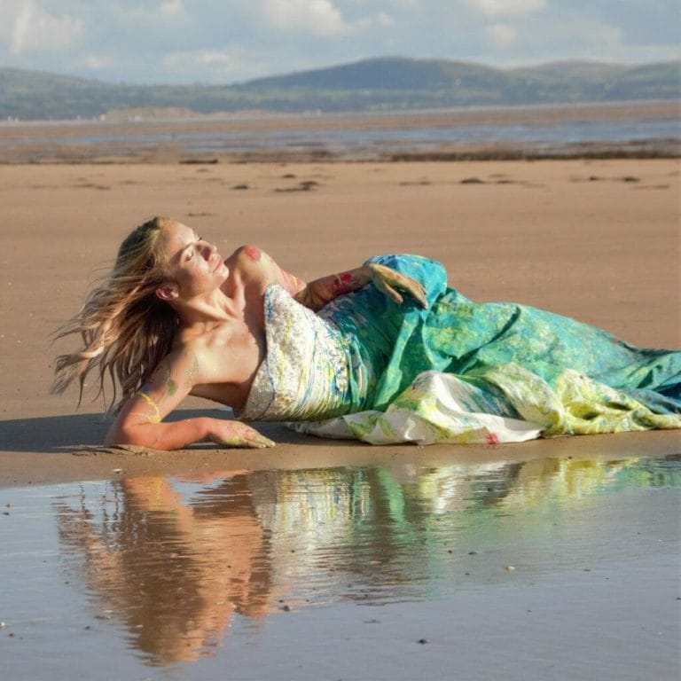 Welshot Model posing in a Wedding Dress on a Trash The Dress Photo-Shoot in North Wales where Welshot Imaging Photographic Academy delegates were learning about photographic lighting and shooting techniques.