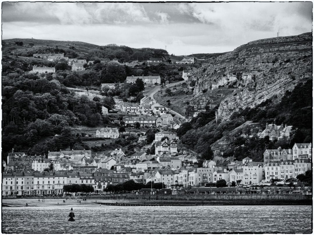 Black and White Photo of houses on the Llandudno Great Orme - Taken on a Welshot Walkabout - 
