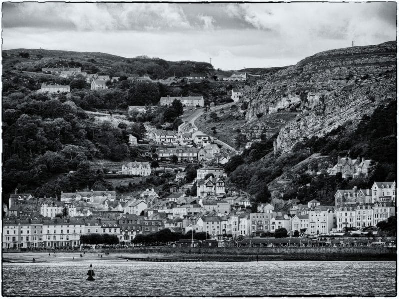 Black and White Photo of houses on the Llandudno Great Orme - Taken on a Welshot Walkabout -