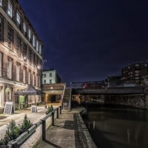 Photo taken in lowlight along the Shropshire Union Canal in Chester. Photo taken by Mark Carline and used to promote the Welshot Low-Light, Long Exposure & HDR Photography - Chester Academy Evening