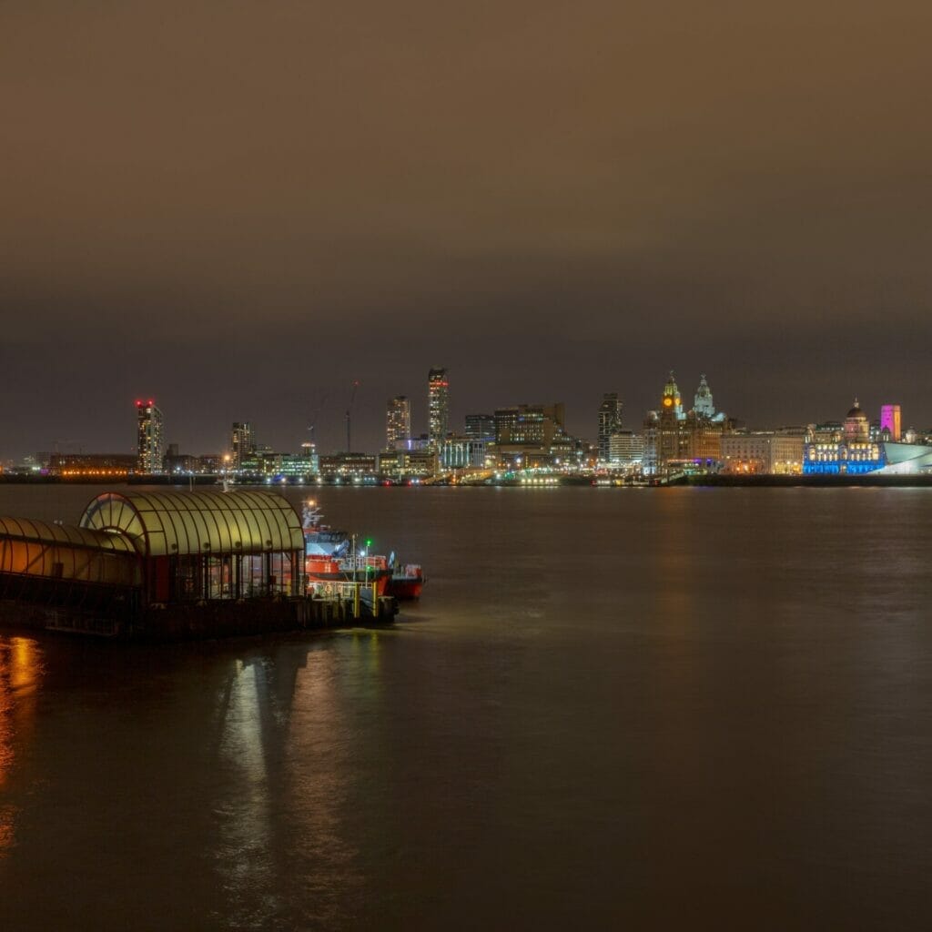 Photo of Woodside Ferry Terminal with the Liverpool skyline in the background