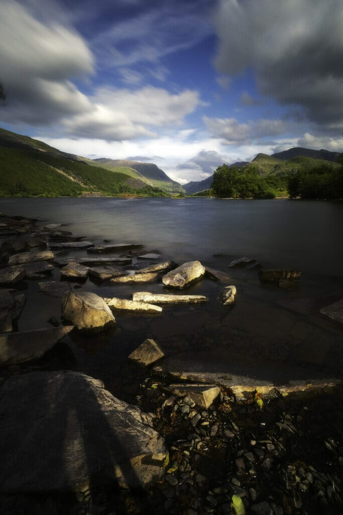 Photo of Llyn Padarn looking towards the foothills of Snowdon