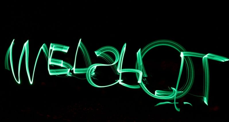 Photo of a Long Exposure with the words Welshot written with a green torch - Taken on a Welshot Photographic Workshop in North wales