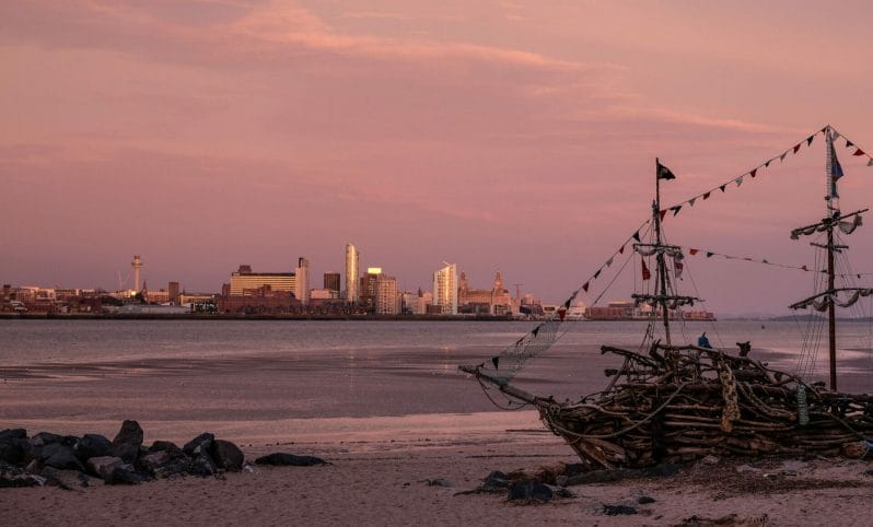 Lighthouses, Skylines, Photography and Fish n Chips  - Photo of a play ship on the shores of New Brighton over looking the Liverpool Skyline