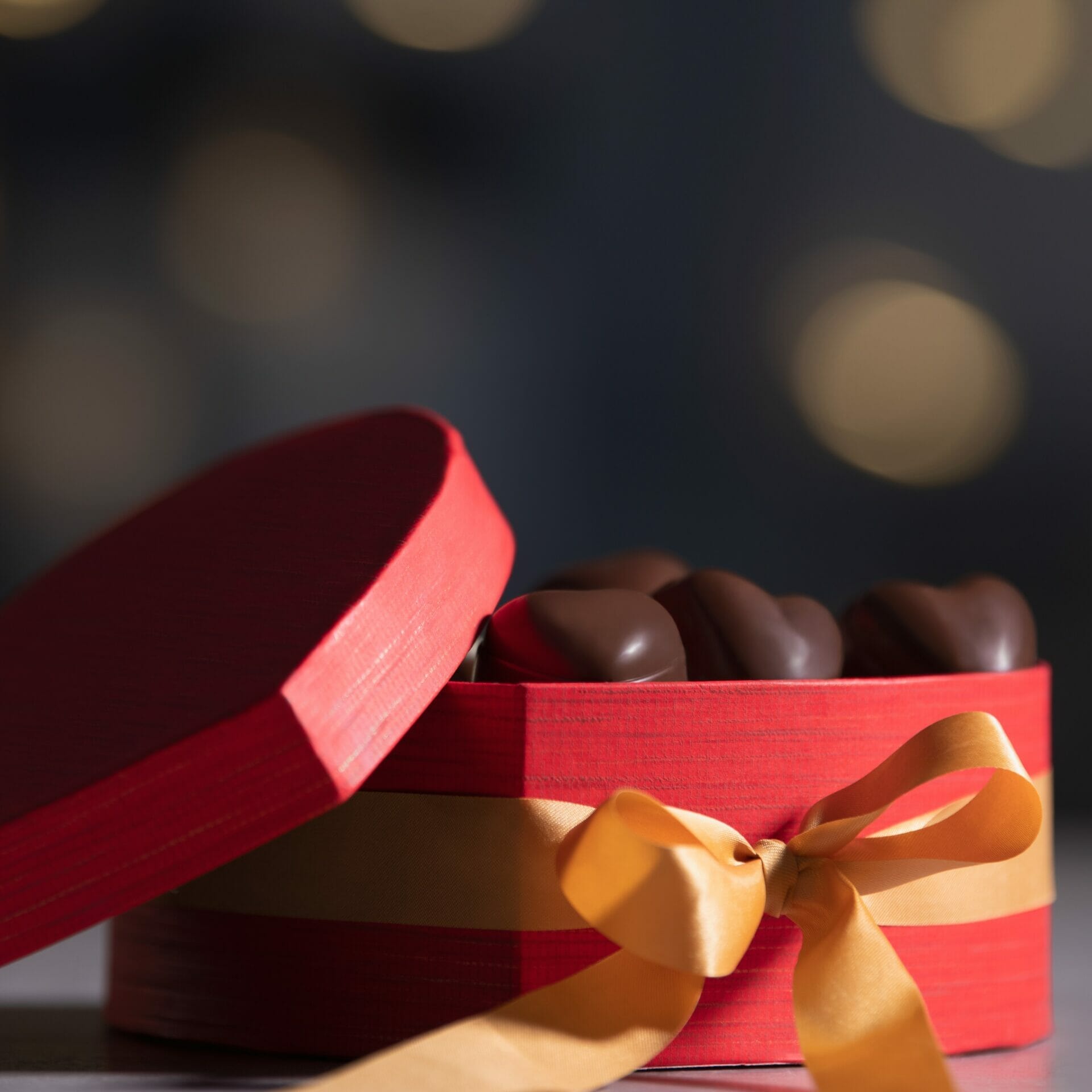 A,Red,Heart,Shaped,Box,Containing,Chocolate.,San,Valentin,Concept.